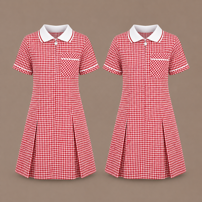 Pack of 2 Girls Gingham Check Pleated Dress | 7 Colours