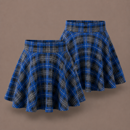 Pack of 2 Girls Tartan Check Pull-On Skater Skirts | Red & Blue