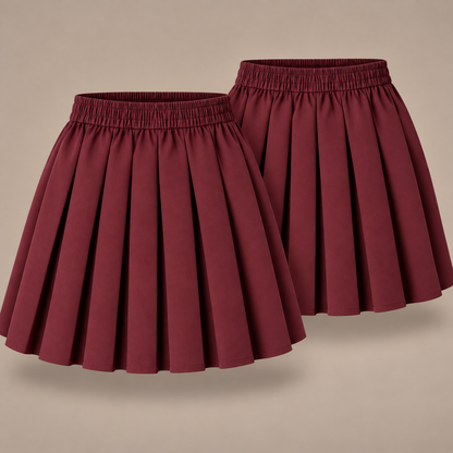 Pack of 2 Girls Plain Pull-On Box Pleated Skirts | 7 Colours