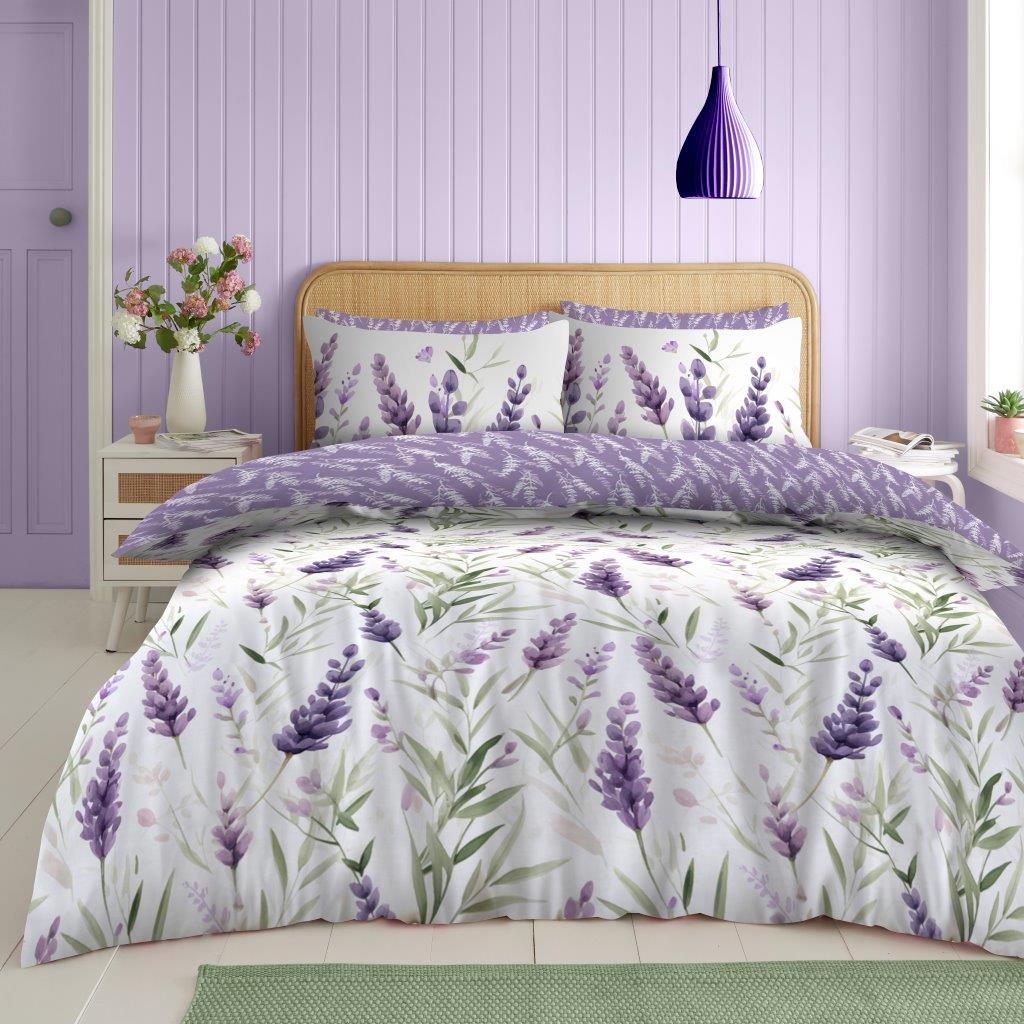 Lavender Printed Duvet Cover Set | Poly Cotton