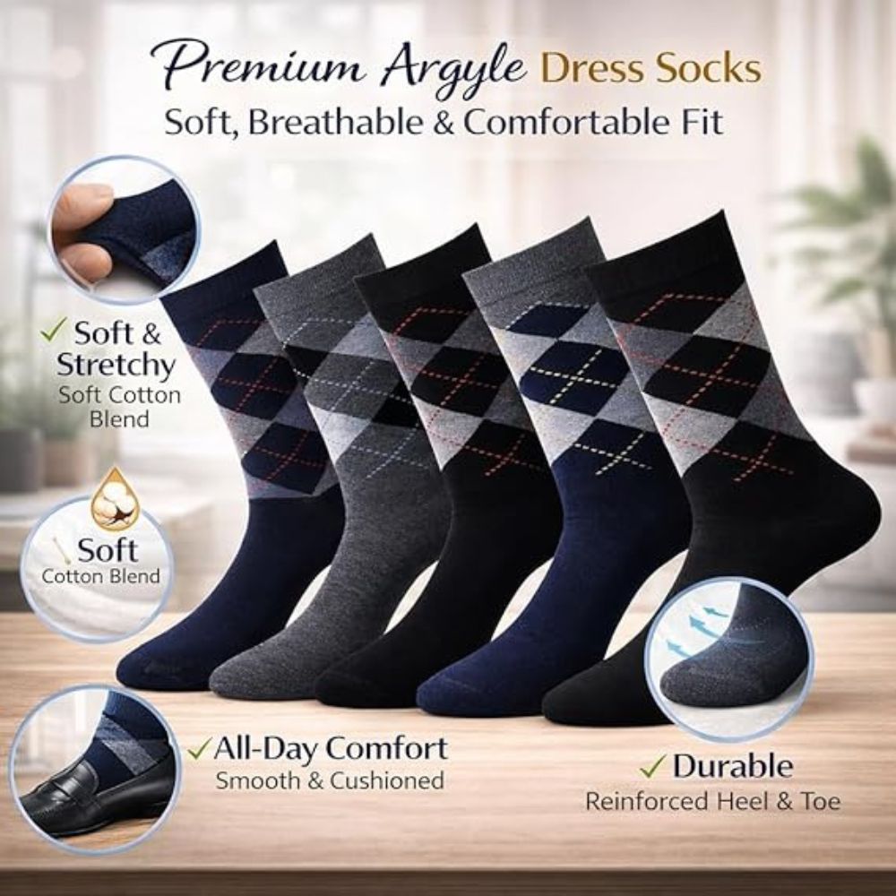 Argyle Men’s Diabetic Socks | Size 6 - 11