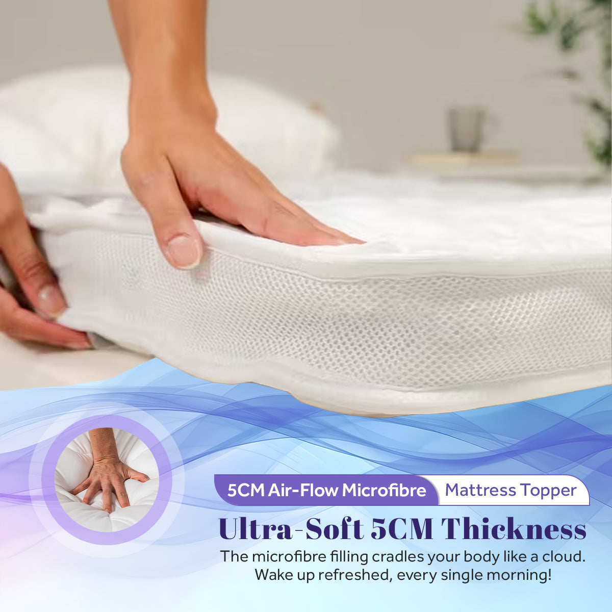 5CM Air Flow Microfibre Mattress Topper