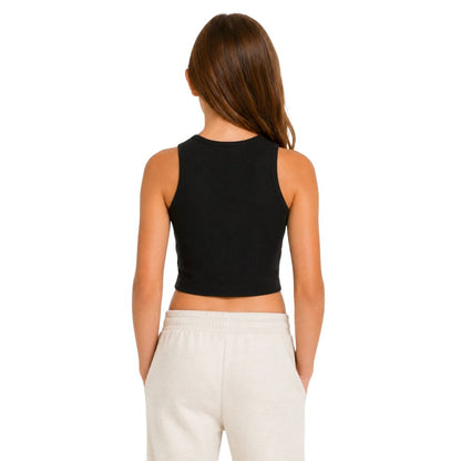 Black Stretchy Sleeveless Crop Top