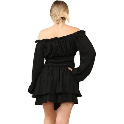 Ruffle Layered Off Shoulder Boat Neck Party Dress | 3 Colours