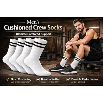 Men’s Cushioned Crew Sports Socks | 3 Colours