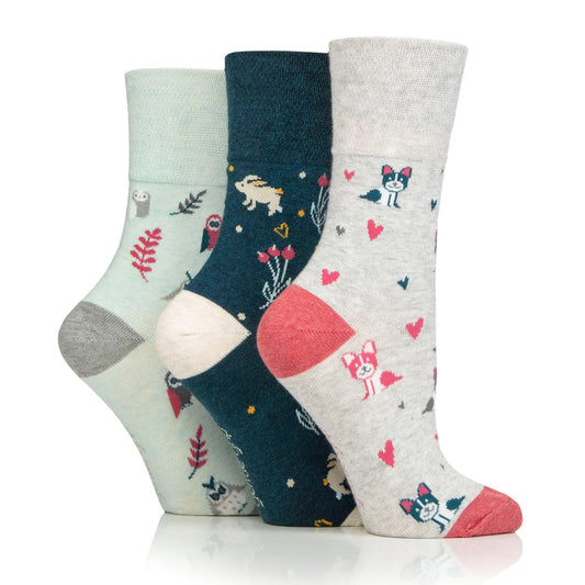 Women Animal Lover Gentle Grip Cotton Rich Socks