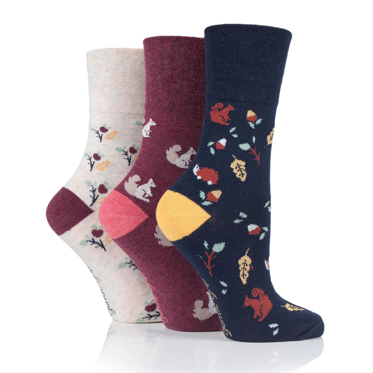 Women Autumn Leaves Gentle Grip Cotton Rich Socks