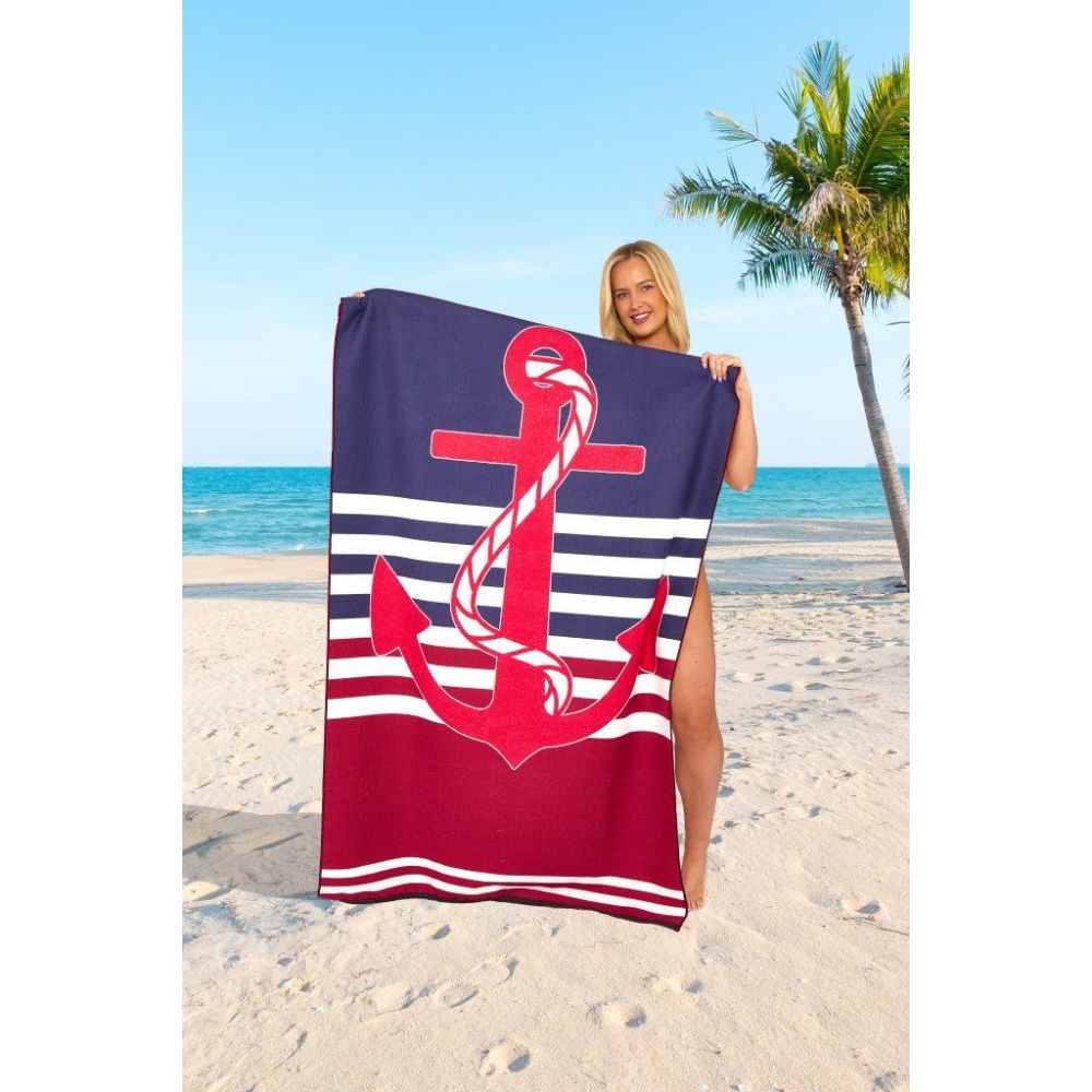 Anchor Stripe Sand Free Beach Towel | 180CM × 100CM
