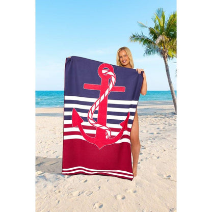 Anchor Stripe Sand Free Beach Towel | 180CM × 100CM