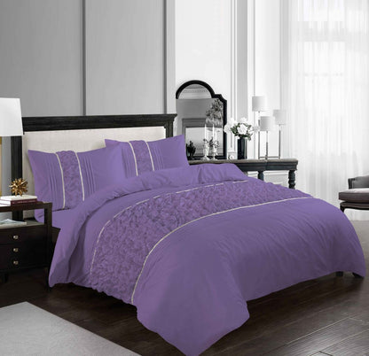 Aurora Ruffled Diamond Lace Sequin Duvet Cover Set | 3 Colours