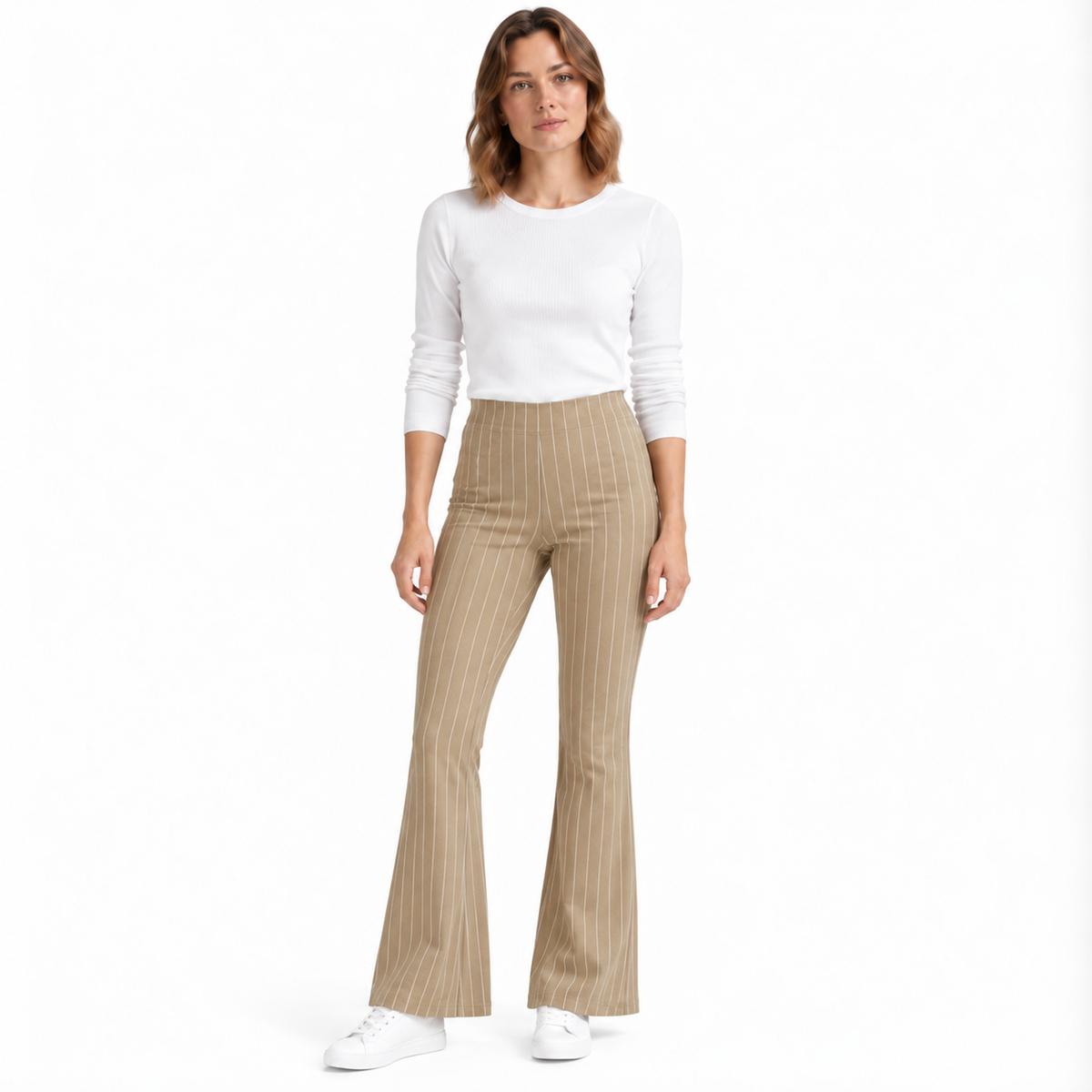 Stripe Jersey Pull-On Bootleg Trousers| 3 Colours