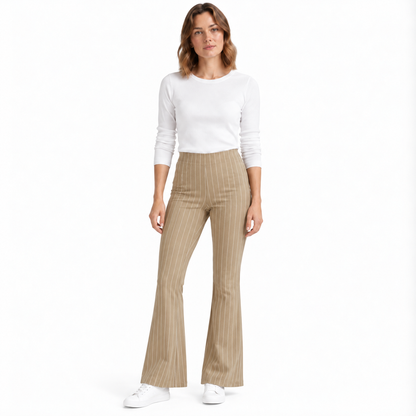 Stripe Jersey Pull-On Bootleg Trousers| 3 Colours