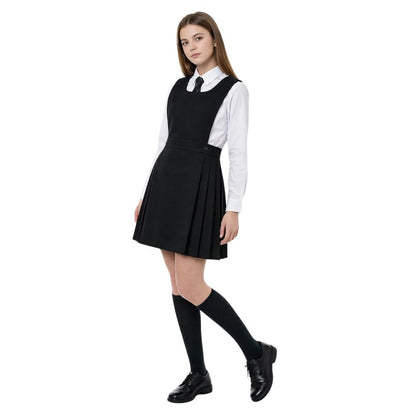 Girls Pleated Bib Pinafore School Dress | 6 Colours
