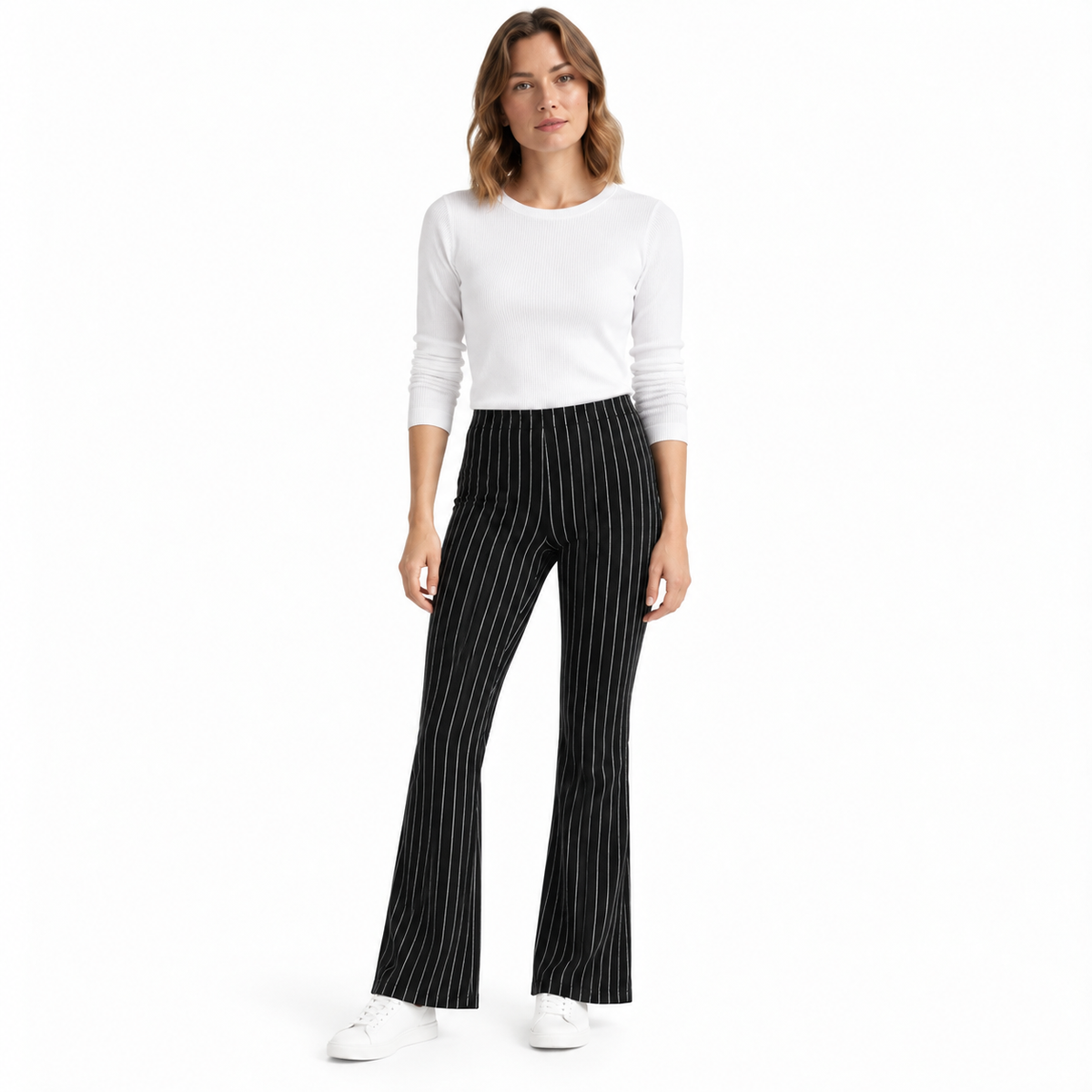 Stripe Jersey Pull-On Bootleg Trousers| 3 Colours