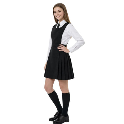 Girls Pleated Bib Pinafore School Dress | 6 Colours