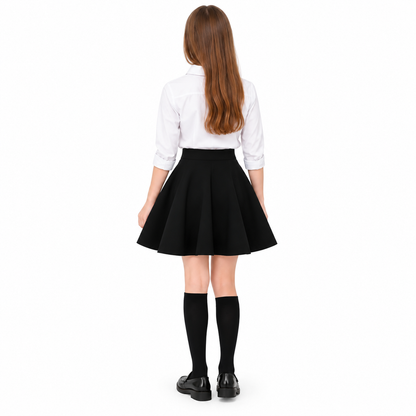 Girls Jersey Flared School Skirt with Heart Pendant | 2 Colours