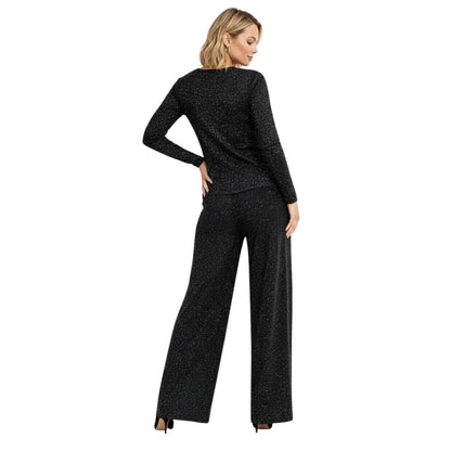 Glitter Jersey Co-Ord Set | Top & Wide-Leg Palazzo Trousers | 2-Piece Outfit | 7 Colours