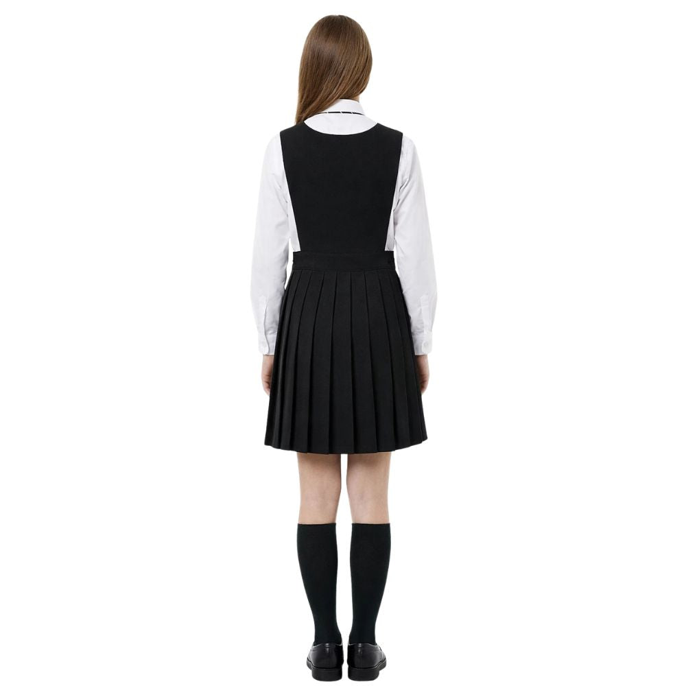 Girls Pleated Bib Pinafore School Dress | 6 Colours
