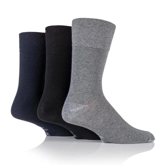 Men’s Gentle Grip Grey/Black/Navy Cotton Rich Socks