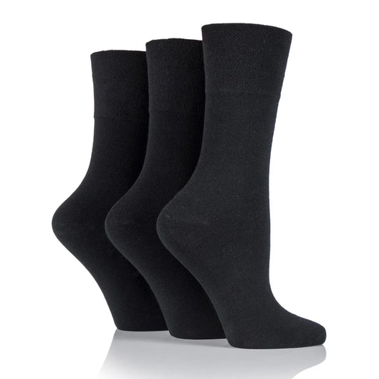 Women Black Gentle Grip Cotton Rich Socks