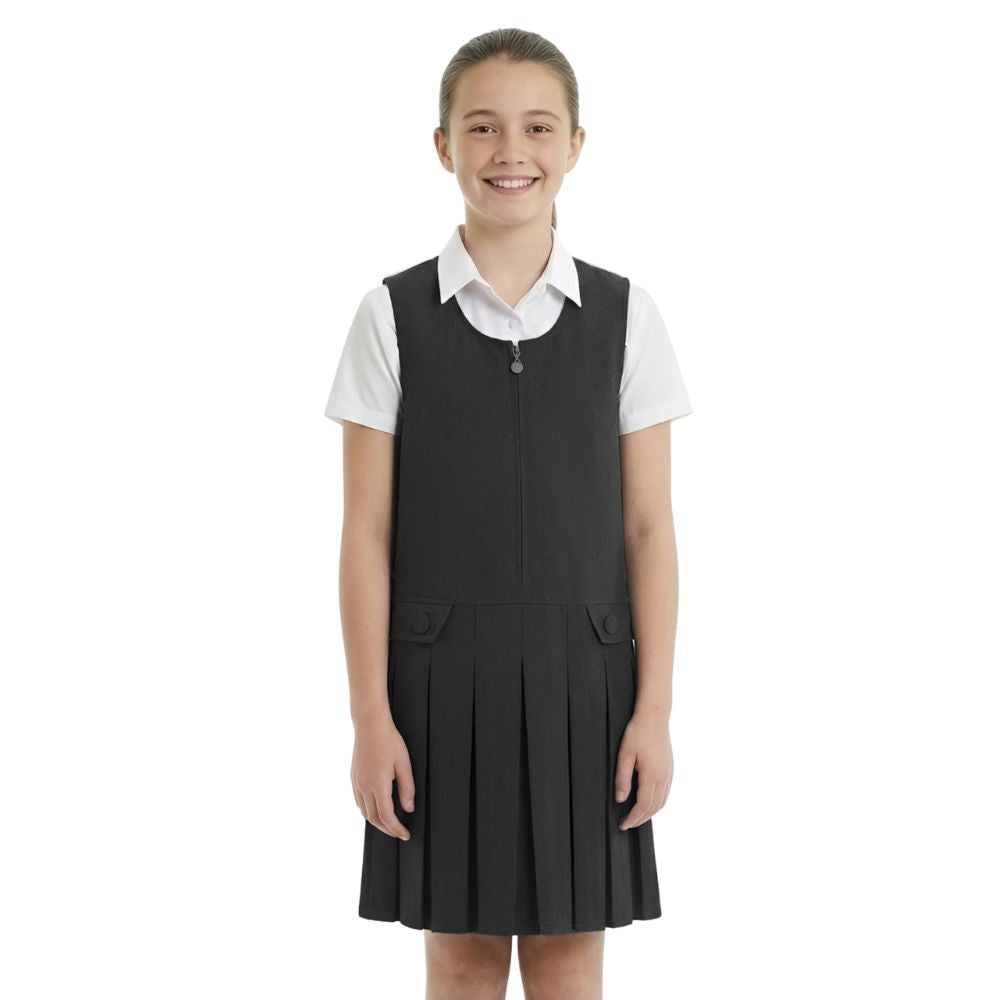 Girls Box Pleated Pinafore School Dress | 6 Colours