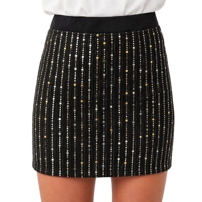 Girls Sparkly Sequin Mini Skirt | Black & Grey