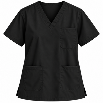 Black women's V-neck medical scrub top