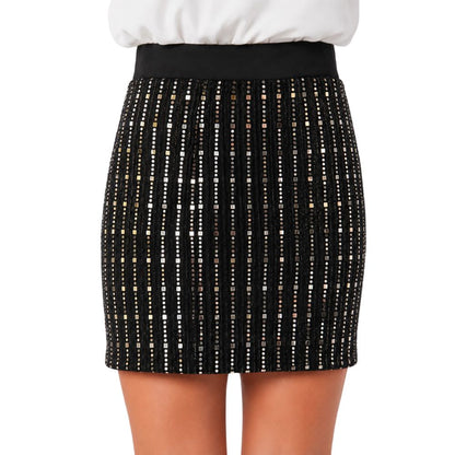 Girls Sparkly Sequin Mini Skirt | Black & Grey