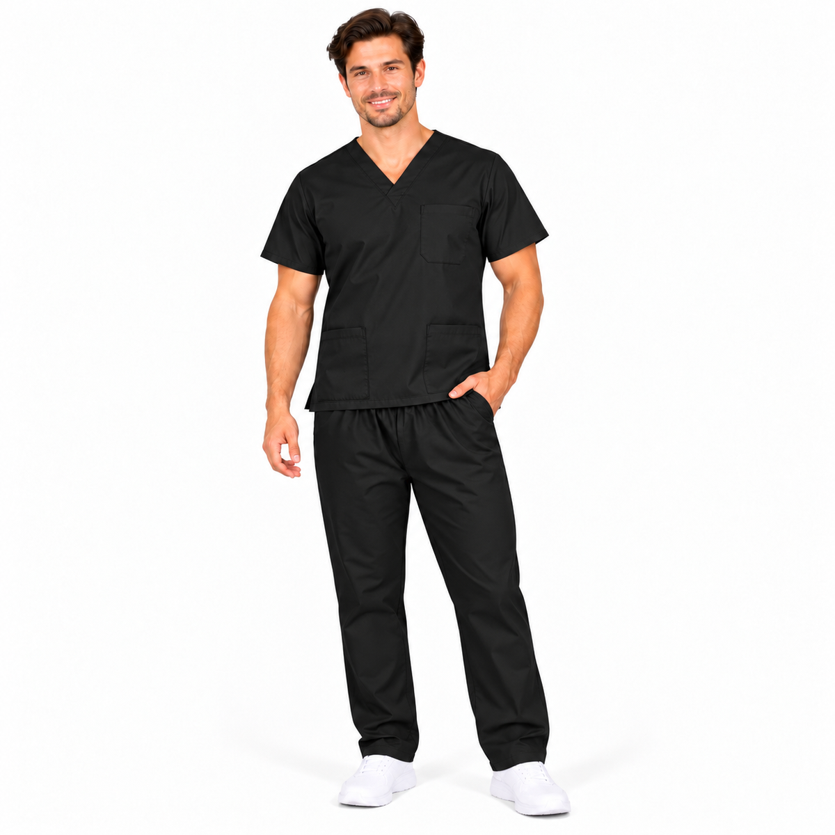 Black Men's Medical Scrub Set