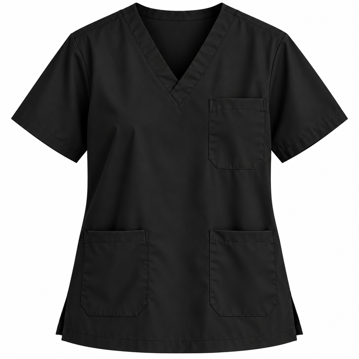 Black men's V-neck medical scrub top