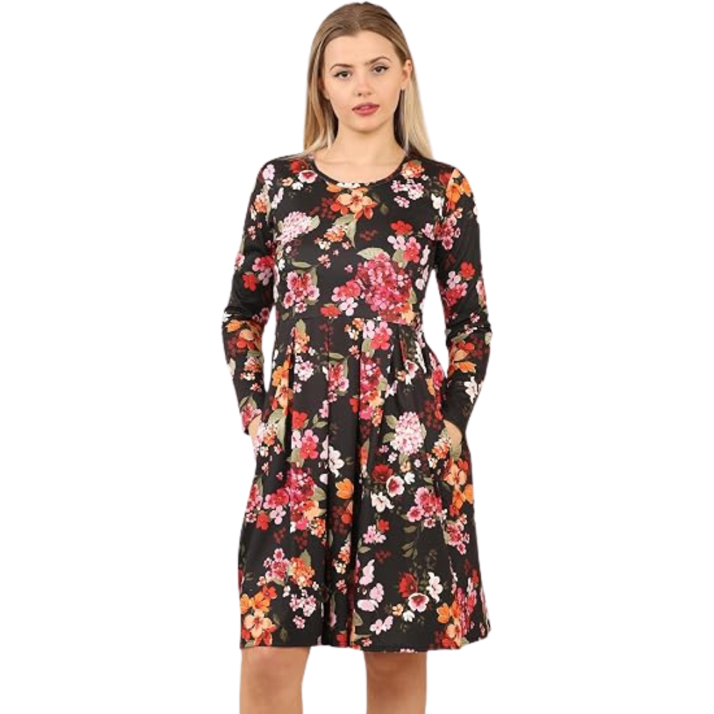 Black Blossom Floral Tunic Top