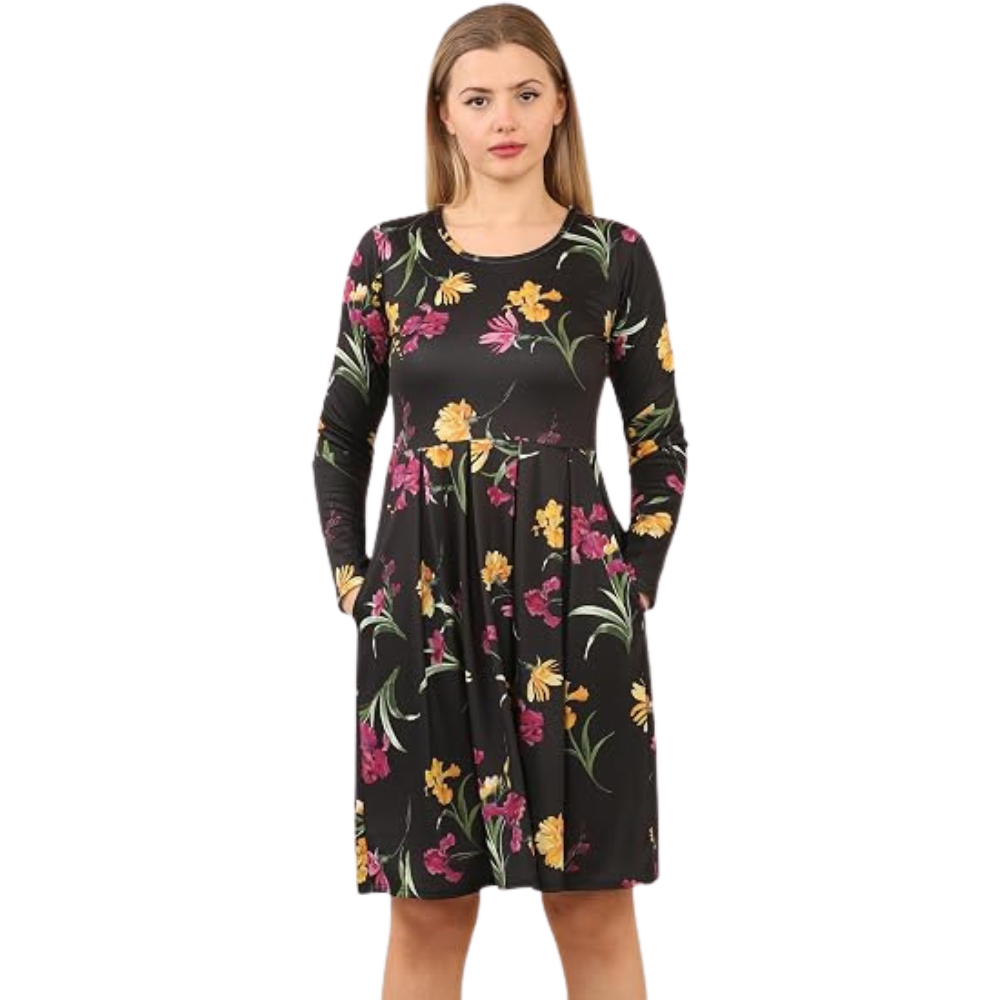 Black Floral Tunic Top