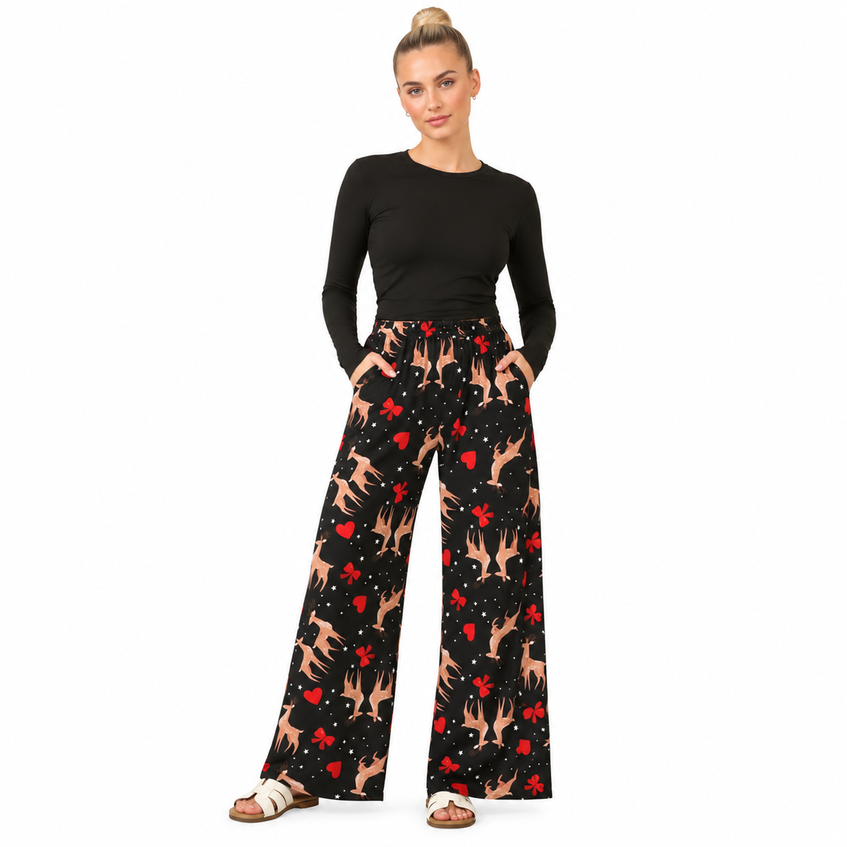 Stag Printed Palazzo Trousers | 2 Colours
