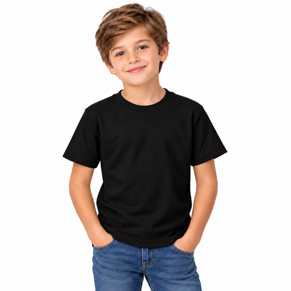 Black Boys' Plain T-Shirt