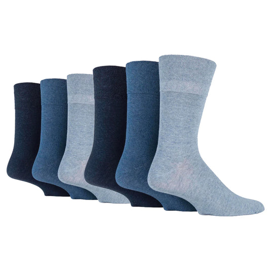 Men’s Blue Diabetic Gentle Grip Cotton Rich Socks