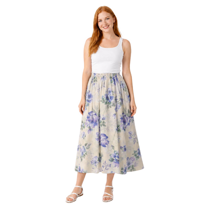 Blue Breeze Floral Summer Skirt