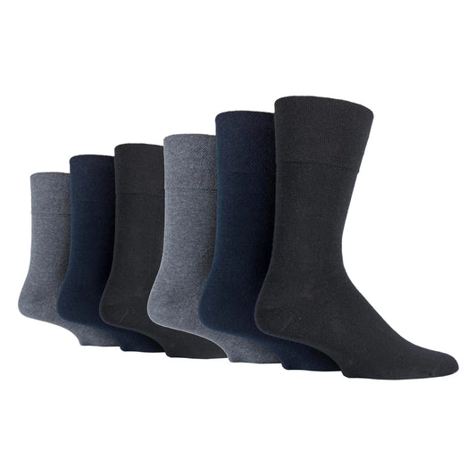 Men’s Black/Navy/Grey Diabetic Gentle Grip Cotton Rich Socks