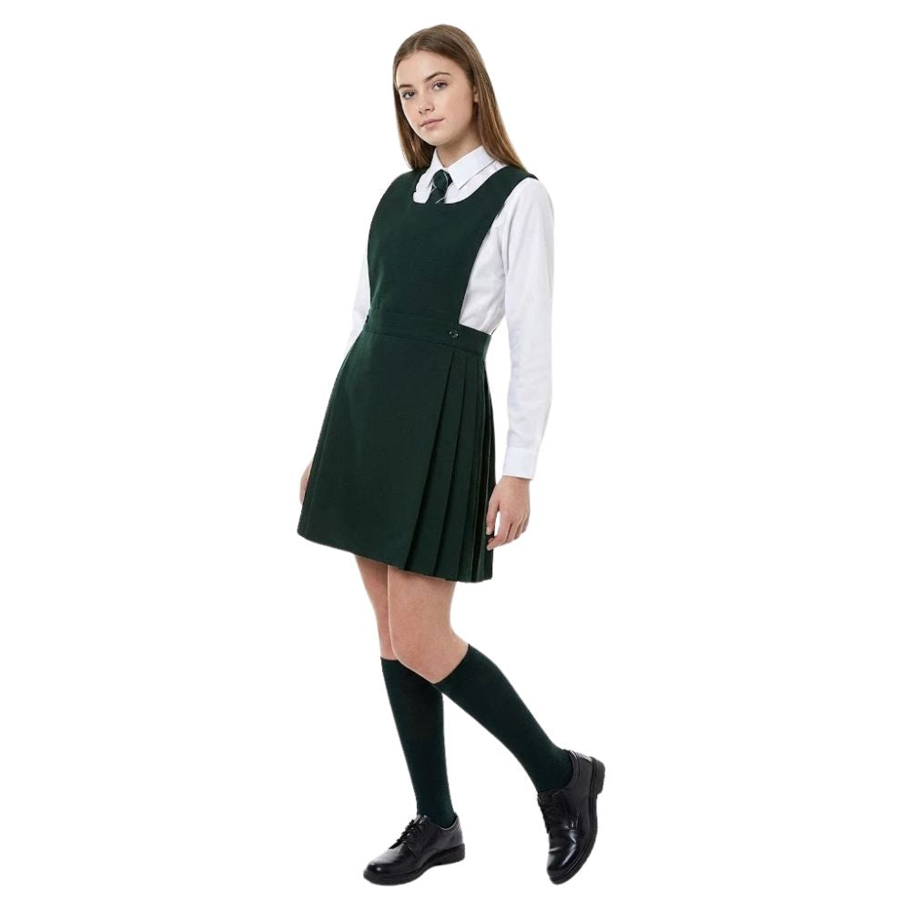 Girls Pleated Bib Pinafore School Dress | 6 Colours