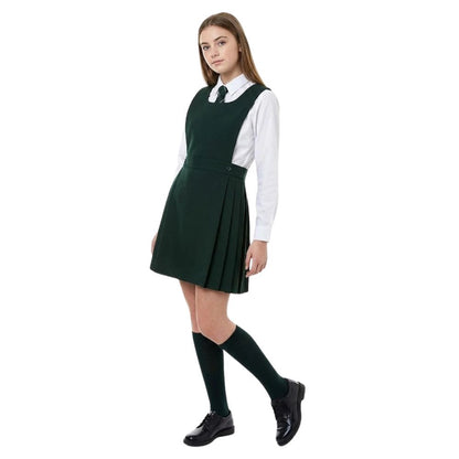 Girls Pleated Bib Pinafore School Dress | 6 Colours