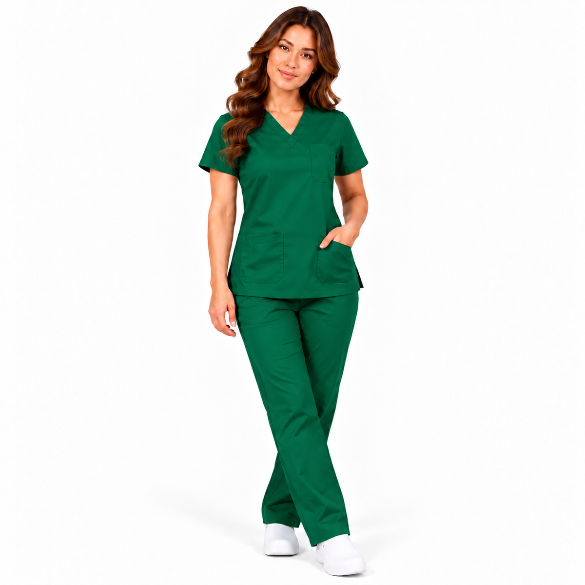 Bottle Green women's medical scrub set
