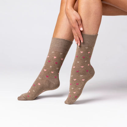Women Brown/Natural Gentle Grip Cotton Rich Socks