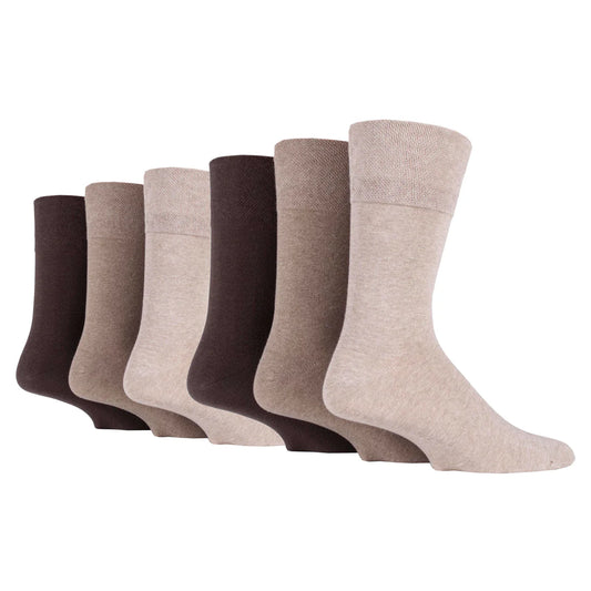 Men’s Brown Diabetic Gentle Grip Cotton Rich Socks
