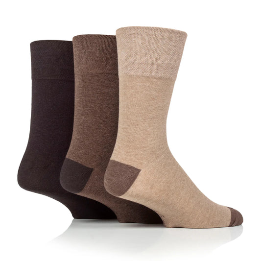 Men’s Brown Natural Apex Gentle Grip Cotton Rich Socks
