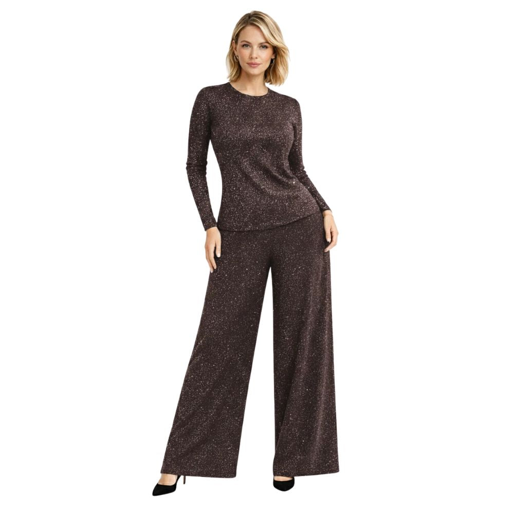 Glitter Jersey Co-Ord Set | Top & Wide-Leg Palazzo Trousers | 2-Piece Outfit | 7 Colours