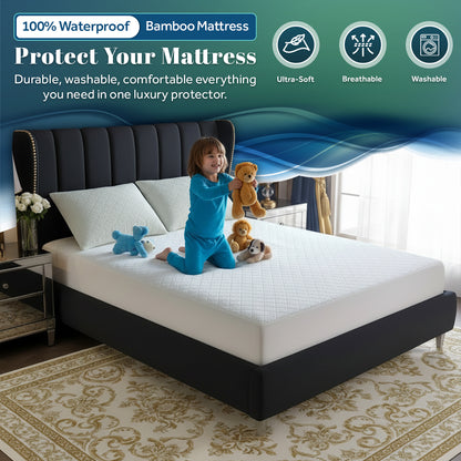 Waterproof Quilted Bamboo Mattress Protector