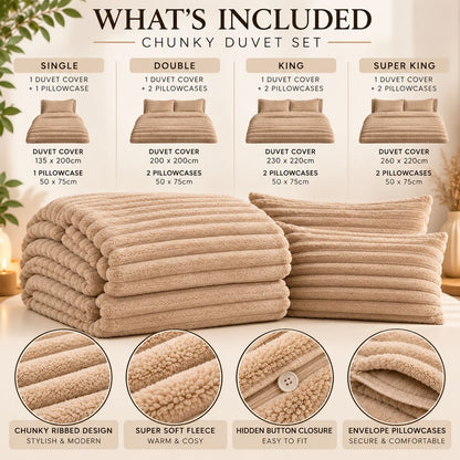 Chunky Teddy Duvet Cover Set what's included and sizes