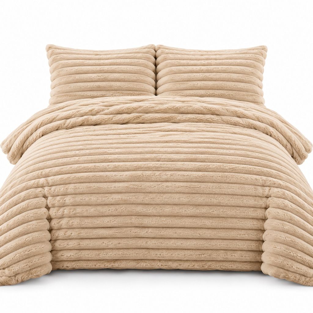 Chunky Teddy Fleece Duvet Cover Set Beige