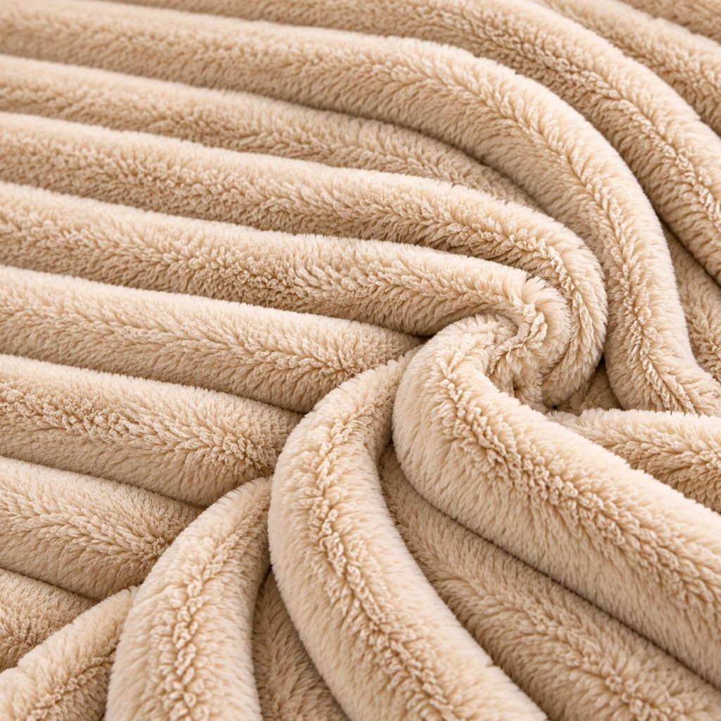 Chunky teddy fleece fabric close up