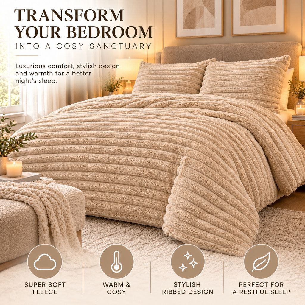 Chunky Teddy Fleece Duvet Cover Set bedroom