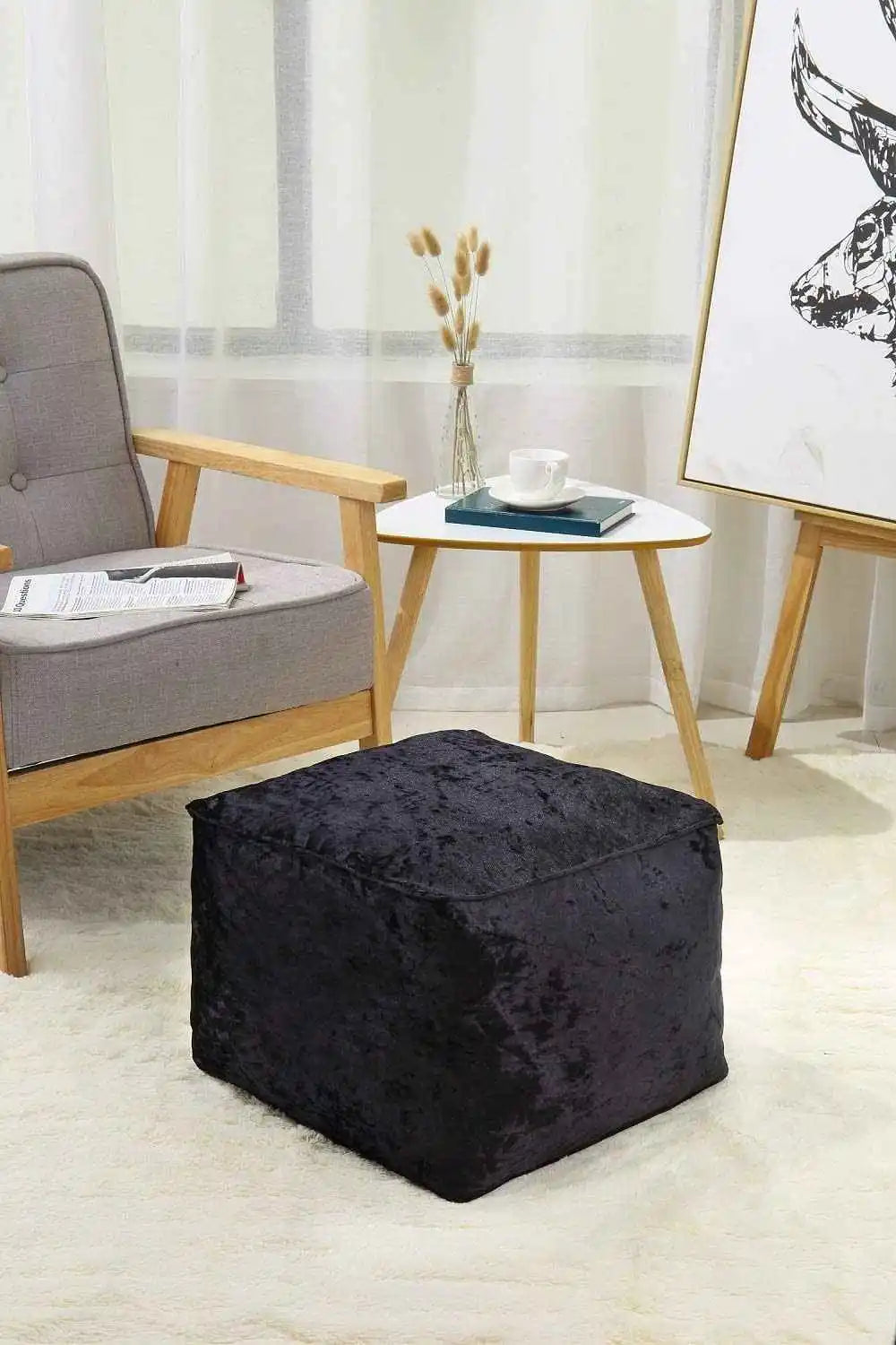 Crushed velvet bean bag hotsell